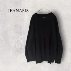 ジーナシス オーバーサイズ コットン ニット プルオーバー F 黒 ブラックのサムネイル
