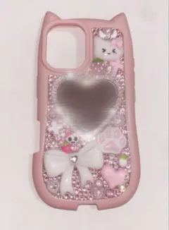 iPhone16デコ電 デコケース ピンク量産型 平成女児