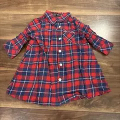 80size 赤・紺チェック柄ワンピース