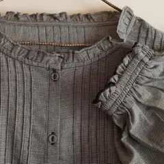 新品　SM2☆ブラック／ピンタックフリルブラウス