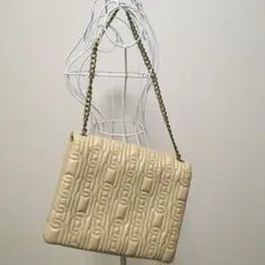 ザラ　クリーム色 編み込みデザイン ショルダーバッグ　美品