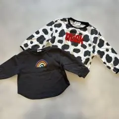 黒色 長袖Tシャツ 虹の刺繍 ロンTまとめ売り　チロルチョコ　デビロック