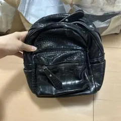 クロコダイル型押し ブラックリュック