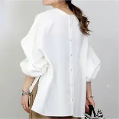 2way シャツブラウス 白 体型カバー オーバーサイズ スリット スリット