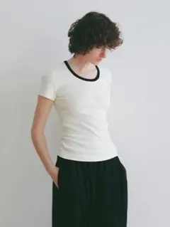 ETRE three dots オーガニックコットンリンガーTシャツ　Sのサムネイル