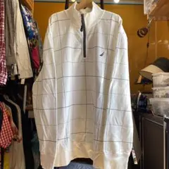 アメリカ古着 ロゴ刺繍 NAUTICA ハーフジップ トレーナー XXL