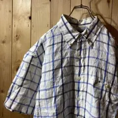 ss3944 CHAPS ラルフローレン 半袖シャツ ボタンダウン 白 青 L