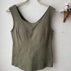 ⭐️無印良品　コットンストレッチ　リブブラタンクトップ(M)カーキ