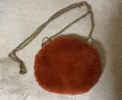 オレンジファー円形ショルダーバッグ