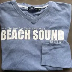 最終お値下げ・Beach Sound Vネック ロングTシャツ M 青のサムネイル