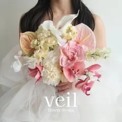 ウェディングブーケ　造花　結婚式　前撮りブーケ　ピンク　胡蝶蘭　ホワイト　白