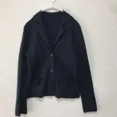 【CARA O CRUZ】美品ブラック ニット テーラードジャケット ９