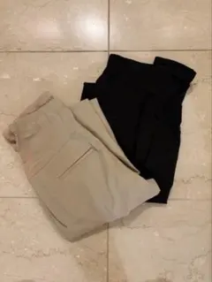 【2点セット】ユニクロ　スマートアンクルマタニティパンツ　ベージュ/ブラック