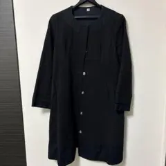 Needles アンゴラ混 ロゴ刺繍 作務衣コート ノーカラー ロング