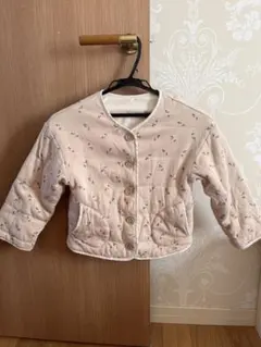 バースデイ♡リバーシブル子供用ダウン♡ベージュピンク 花柄120cm