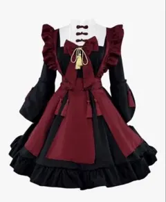 コスプレ メイド服 可愛い ロリータ ワンピース レッド