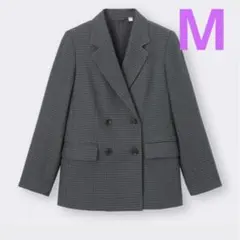 【GU】ダブルブレストチェックジャケット