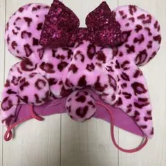 ミニーファンキャップ ヒョウ柄 レオパード ピンク　豹柄 ディズニー