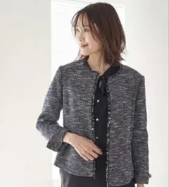 【値下げ】ノーカラージャケット サイズ38 グレー系