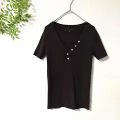 UNTITLED アンタイトル Ｖネックリブカットソー 半袖 サイズ2 ブラウン