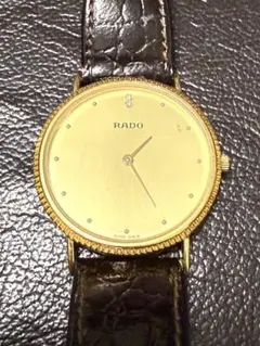 RADO クォーツ 腕時計 ゴールド文字盤 レザーベルトのサムネイル