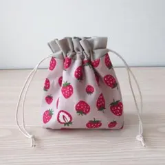 いちご柄　ミニミニ巾着