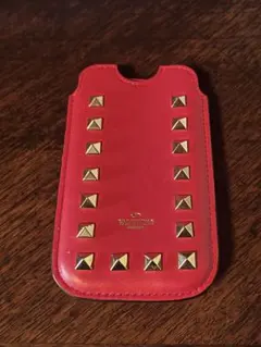 Valentino ロックスタッズ　レザーカードケース　iQOSケース　ピンク