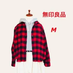 無印良品 MUJI ギンガムチェックシャツ 長袖 赤×黒 Mサイズ 新品未使用