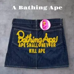 【希少】A BATHING APE デニムスカート 刺繍 ワッペン ミニのサムネイル