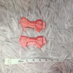 【送料込】ピンク リボン型ヘアアクセサリー2個セット ベビー キッズ ドール