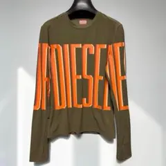 DIESEL ディーゼル ビッグロゴ ロンT カーキ ストレッチ 長袖 春夏