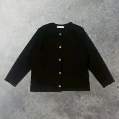 クルーネック　カーディガン　ブラック　ニット　アクリル100　モード金ボタン