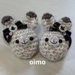 ヘアゴム　あみぐるみ　ハンドメイド　キラキラリボンうさぎ