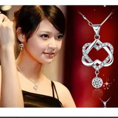 半額以上に安い新品送料込★ダブルハートネックレス