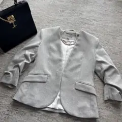 H&M✴︎ノーカラージャケット✴︎グレー✴︎七分袖✴︎卒業式✴︎フォーマル