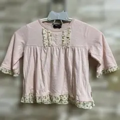 COMME CA ISM ピンク フリル チュニック 120cm お花ボタン付き