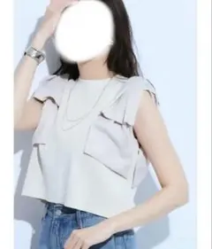 Mystrada 肩リボンニット ショルダーリボン ノースリーブ アイボリーのサムネイル