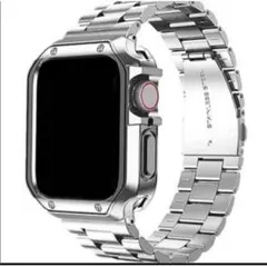 Apple Watch バンド カバー　シルバー　 ステンレス　42/44/45