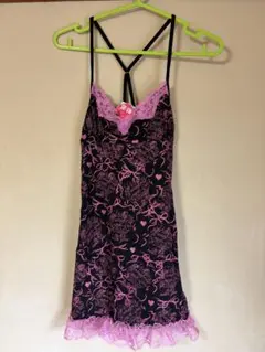 新品タグ付　超希少MA＊RSリボン＆ハートプリントレースキャミワンピ　F