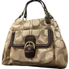 美品✨コーチ　ショルダーバッグ　シグネチャー　キャンバス　ソーホー　ベージュ