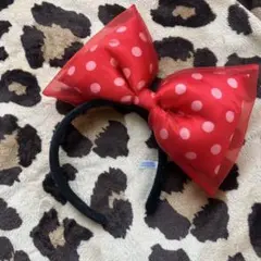 ミニーマウス 赤い水玉リボンカチューシャ