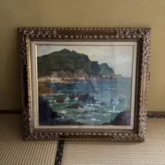 の*の様 【真作】塩津誠一 油彩画『旭川対岸』F10号 1962年作 額装