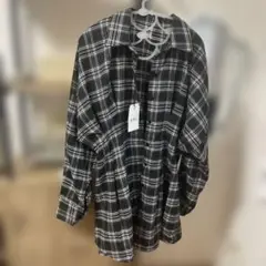 ブラックホワイトチェック長袖ワンピース S