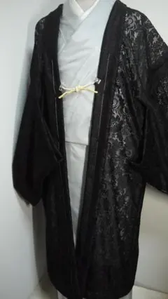 羽織 着物 長襦袢 3点セット 紋付 男児 ジュニア用 十歳用 黒地 紋入れ