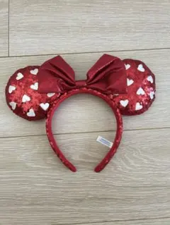 ディズニー　ミニー　カチューシャ　ハートスパンコール　赤　レッド