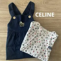 celine セリーヌ ベビーキッズ　90 サロペット　ブラウス　シャツ　紺