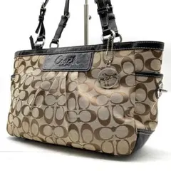 美品 COACH コーチ トートバッグ シグネチャー 肩掛け　大容量 キャンバス