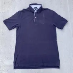 TOMMY HILFIGER 半袖　ポロシャツ　ネイビー　ロゴ刺繍　古着