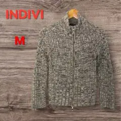 INDIVI インディヴィ　 リブ編み　厚手　ニットセーター　グレーブラウン　M