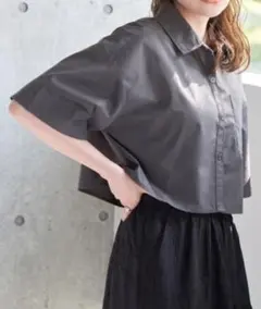 【Rejoule】リジュール クロップド半袖シャツ